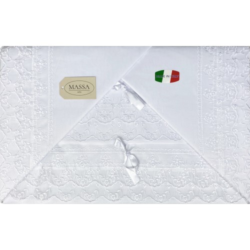 SHEET WITH WHITE ORGANZA LACE DOUBLE WEDDING IDEA