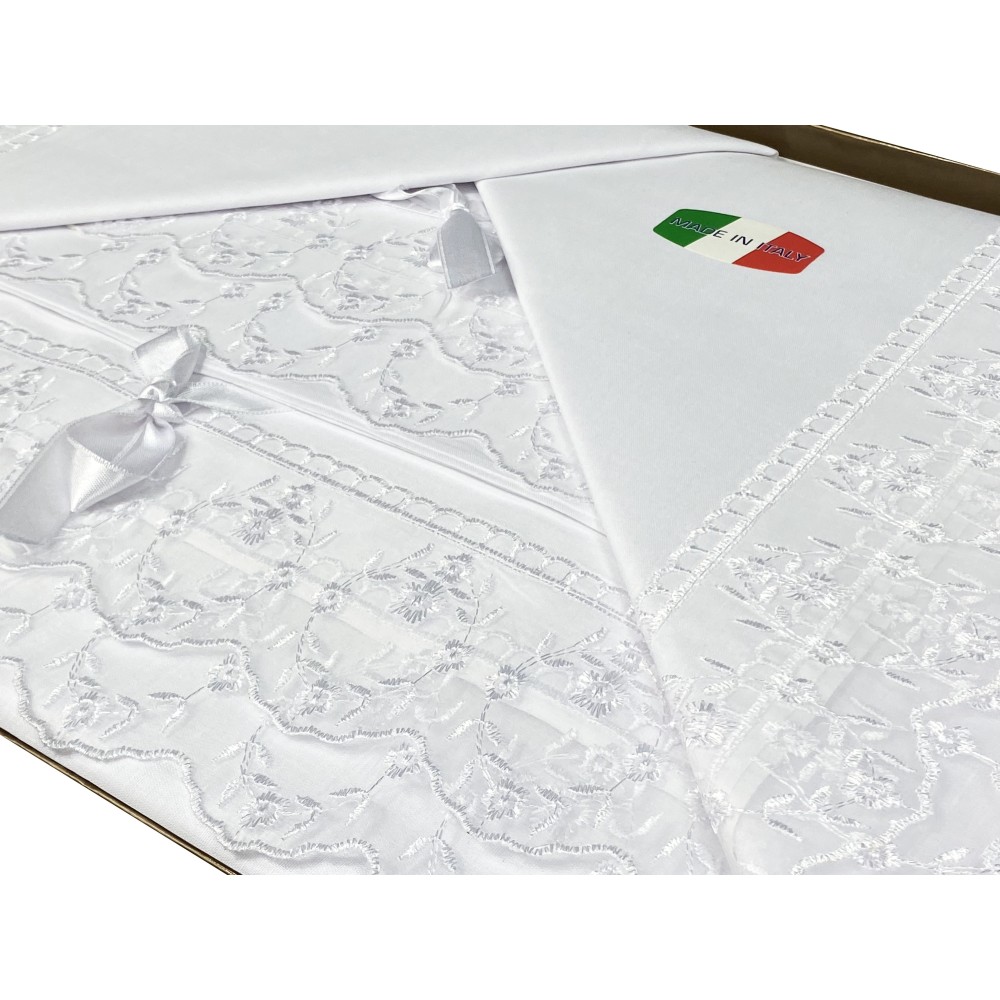 LENZUOLO con pizzo ORGANZA bianco MATRIMONIALE idea sposa