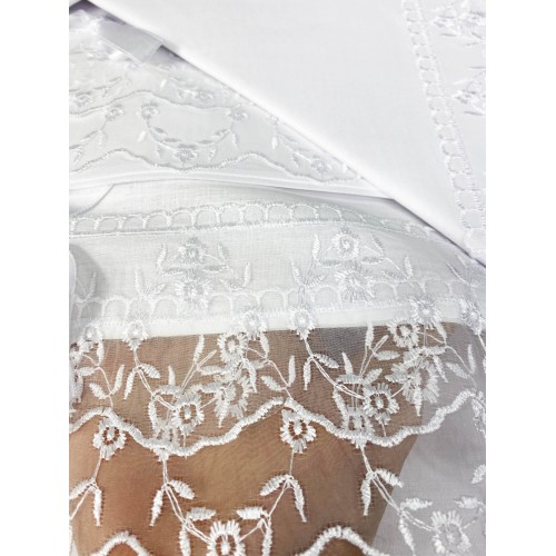 Lot de draps avec dentelle ORGANZA idée mariage DOUBLE blanc