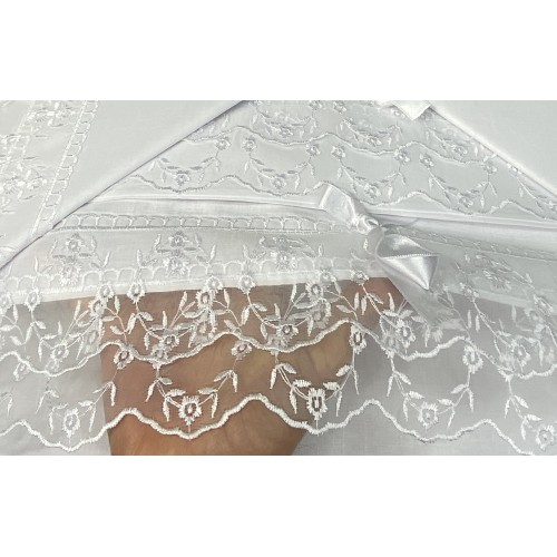 SHEET WITH WHITE ORGANZA LACE DOUBLE WEDDING IDEA
