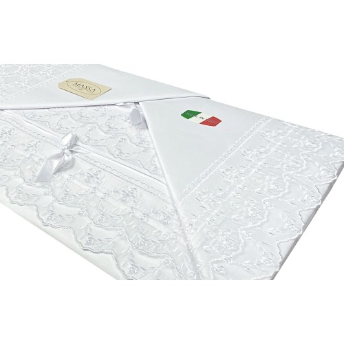 Lot de draps avec dentelle ORGANZA idée mariage DOUBLE blanc