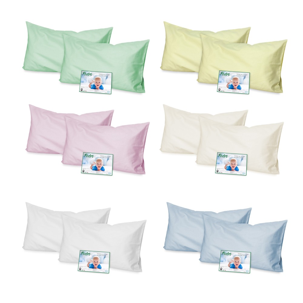 PAIRE de taie d'oreiller PEDRO pour lit bébé CM. 40X60 TOUTES LES COULEURS