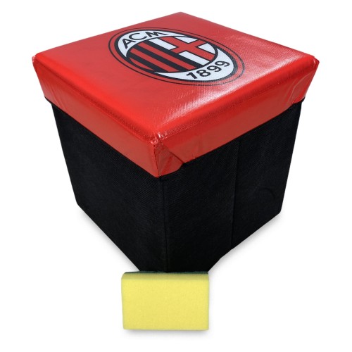 Pouf Footrest Container A.C Milan Official Black Red avec Rubby Sponge©