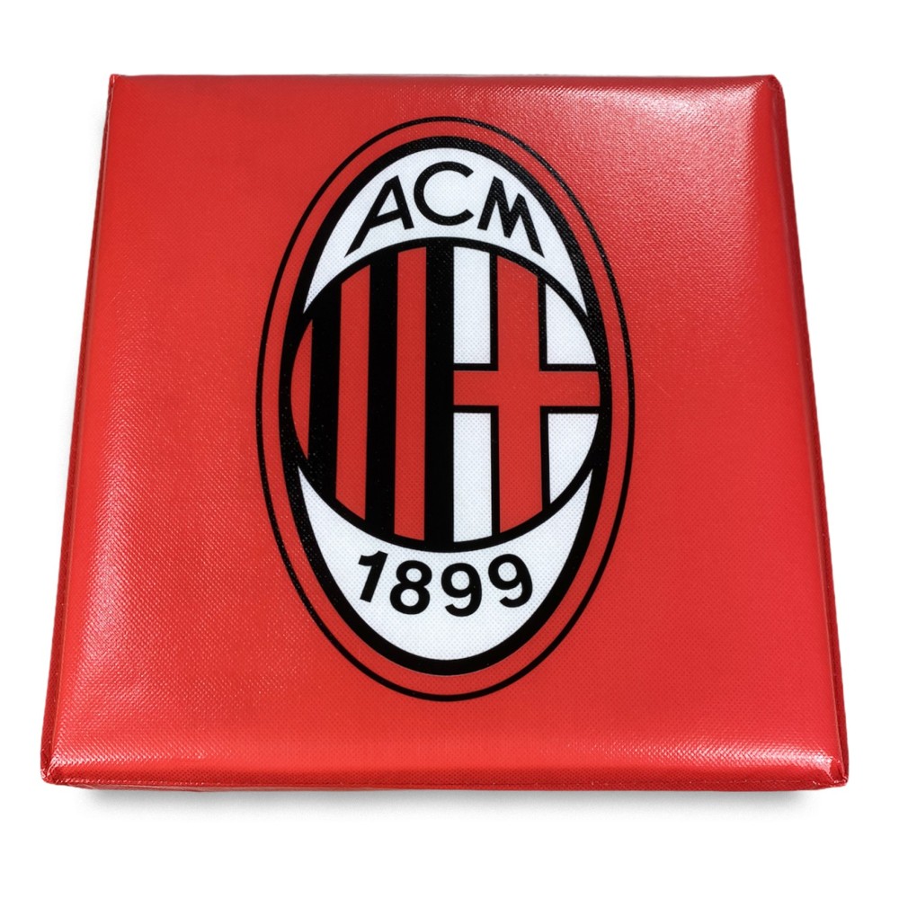 A.C Milan Official Fußstütze Pouf Rot Schwarz mit Rubby© Schwamm