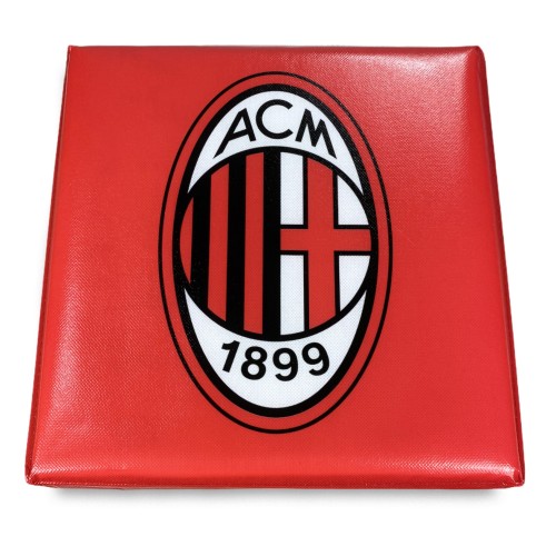 A.C Milan Official Fußstütze Pouf Rot Schwarz mit Rubby© Schwamm