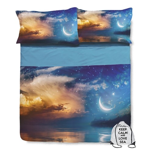 SET SHEET TAGESDECKE Digitaldruck TAGESDECKE LUNA mit KEEP DOUBLE 2 DOUBLE Tasche