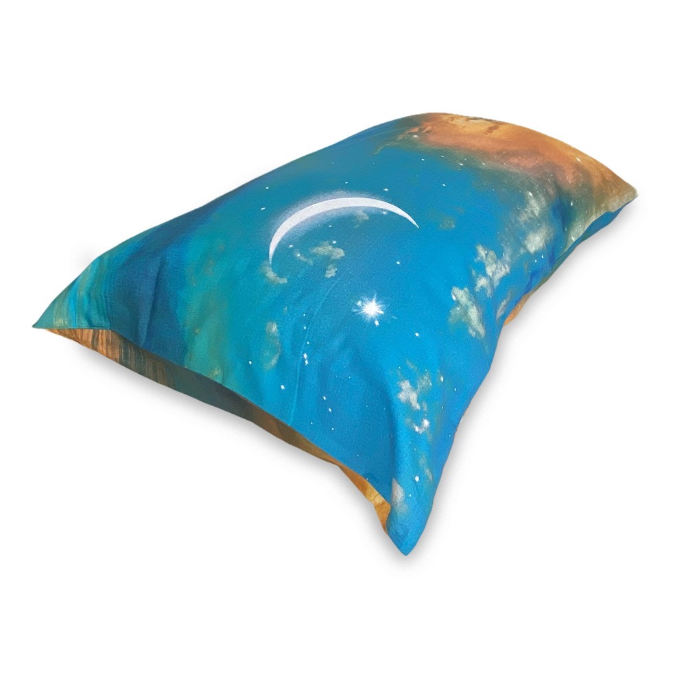 FEUILLE COMPLÈTE D’IMPRESSION NUMÉRIQUE BEDSPREAD MOON BEDSPREAD avec double garde sac 2 carrés