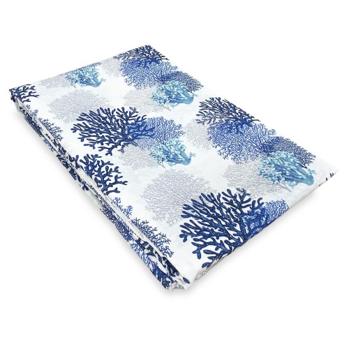 Cortina de cristal MODERN de 45 o 60 u 80 de ancho BLUE CORALS mezcla de lino Made in Italy