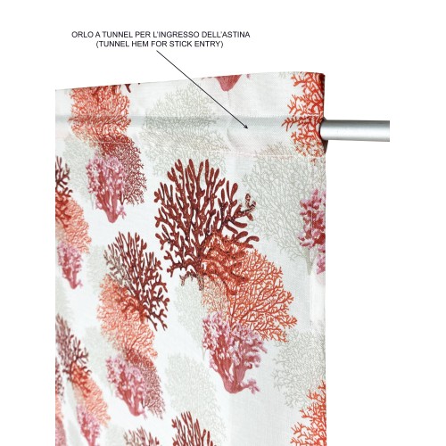 RIDEAU VERRE MODERNE 45 ou 60 ou 80 CORAUX Linge ROUGE MIXTE Made in Italy