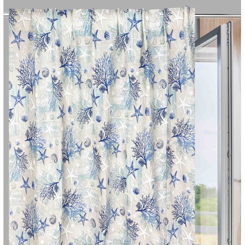 TENT loneta sea MARINE corals BLUE cm. 150x280 MADE IN ITALY