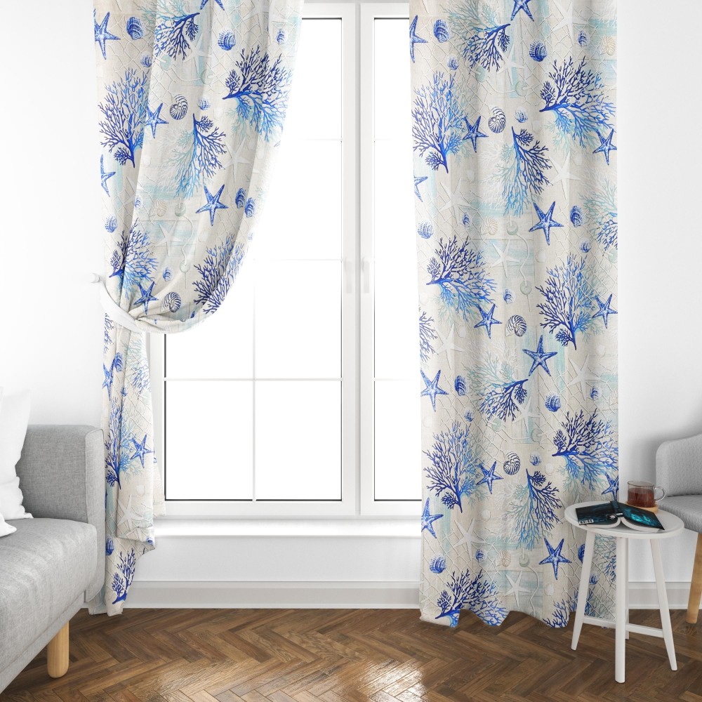 TIENDA de campaña loneta mar corales marinos AZUL cm. 150x280 HECHO EN ITALIA