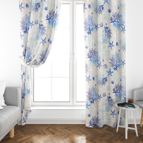 TIENDA de campaña loneta mar corales marinos AZUL cm. 150x280 HECHO EN ITALIA