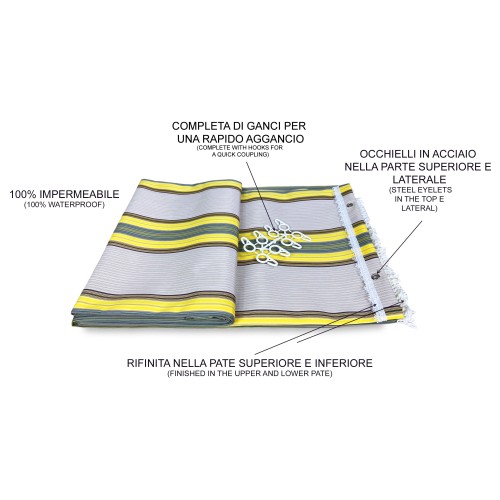 TENDA SOLE VERTIGO da esterno GIARDINO balcone RIGHINO GIALLO e MARRONE impermeabile e idrorepellente