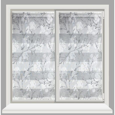 Cortina floral gris