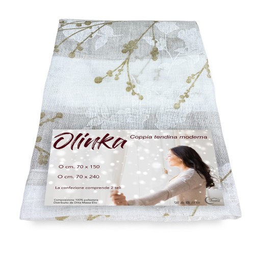 PAAR BOUCLÉ VORHANG OLINKA ECRU' GLAS mit LUREX