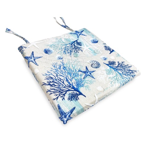 SOFT CHAIR COVER LONETA FABRIC SEA SEA CORALS BLUE CHAIR CUSHION