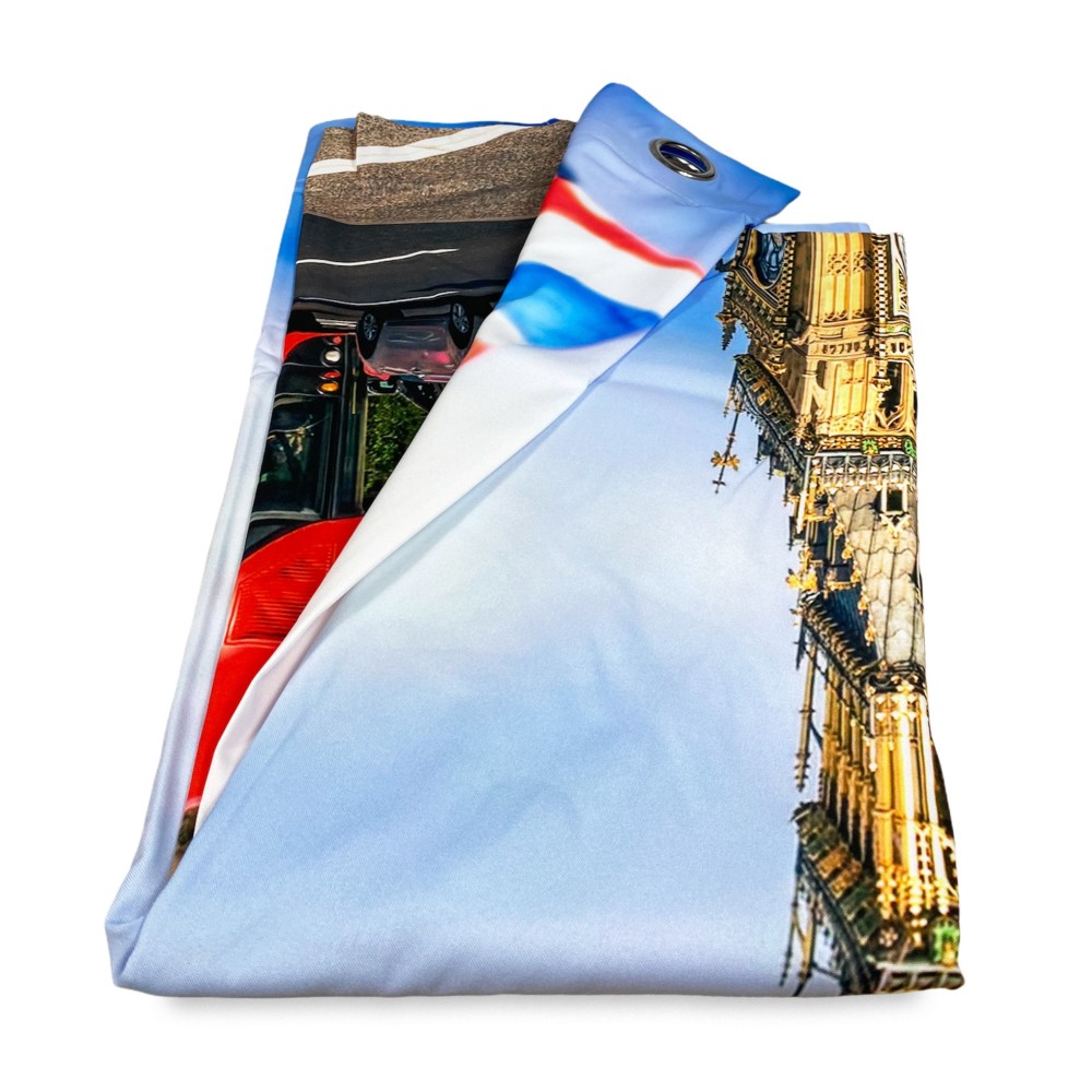 CURTAIN MARQUEE CURTAIN CITY made cm. 140x290 LONDON Big Ben bus