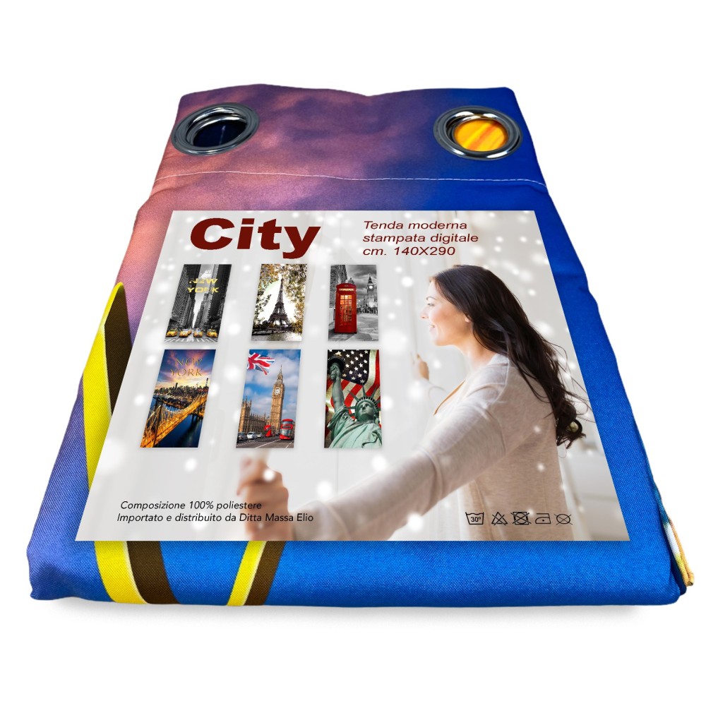 CURTAIN MARQUEE CURTAIN CITY made cm. 140x290 NEW YORK Brooklyn Bridge