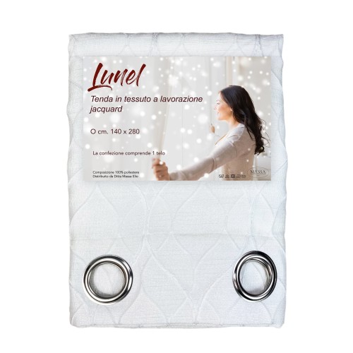LUNEL CURTAIN in solid color WHITE cm. 140X280 OPAQUE PACKAGED