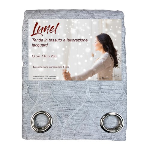 TENDA LUNEL in tinta unita GRIGIO cm. 140X280 COPRENTE confezionata