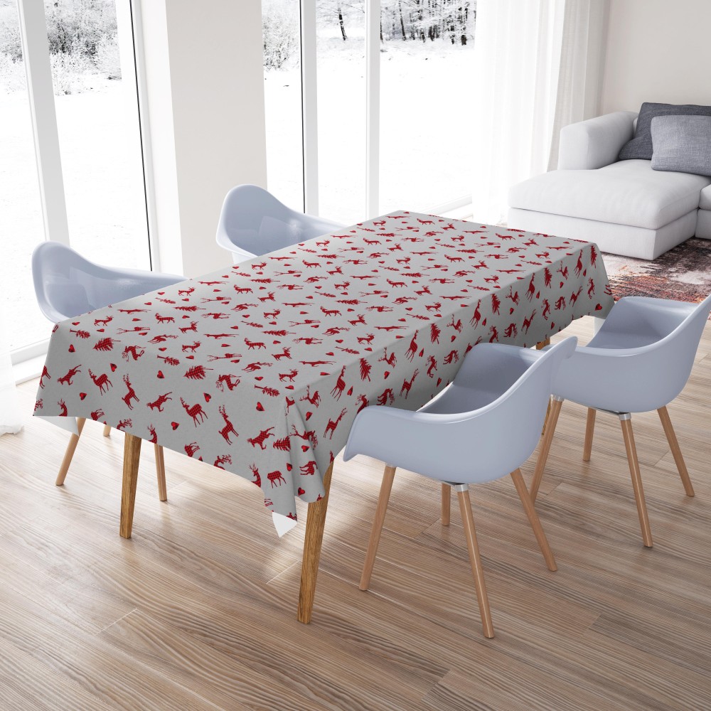 TABLEcloth GRIS FONCÉ DE COTON DE CERF