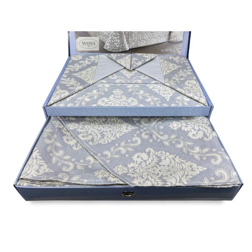 ROSY SATIN TRUNK DOUBLE GREY sheet and BRIDAL idea BEDSPREAD
