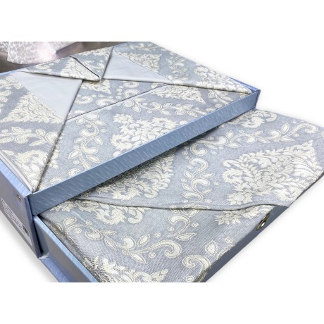 satchel, sheet and bedspread, pearl grey