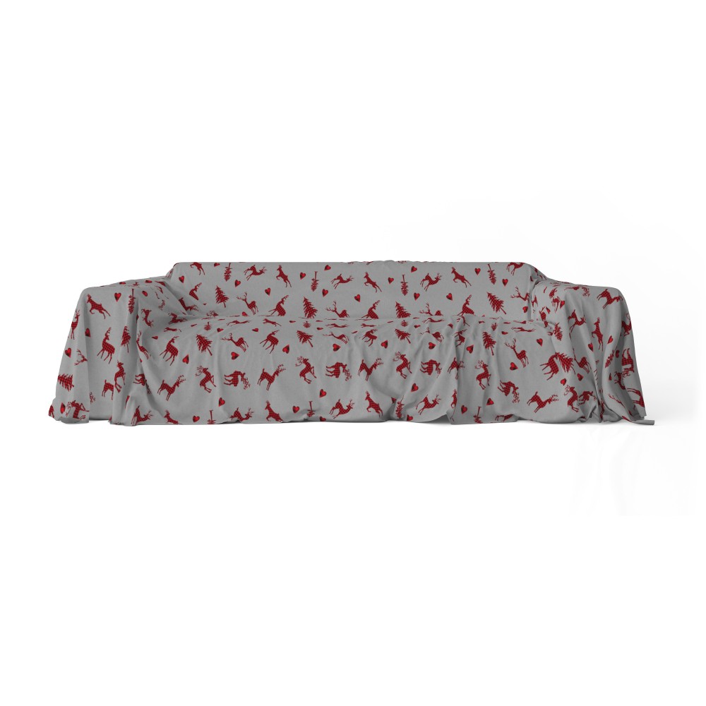 COUVERTURE DE SERVIETTE DE MEUBLES tous LES LITS DE GRAND FOULARDPREAD coverdivano tissu DIGITY CERVI gris foncé en coton pur