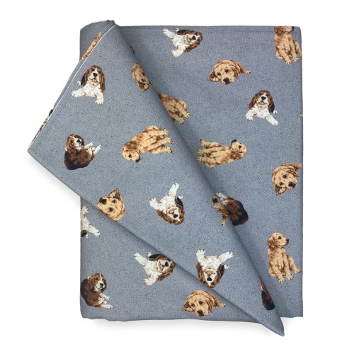 COUVERTURE DE SERVIETTE DE MEUBLES tous LES BEDSPREAD GRAND SCARFPREAD coverdivano tissu DIGITY DOGS gris foncé en coton pur