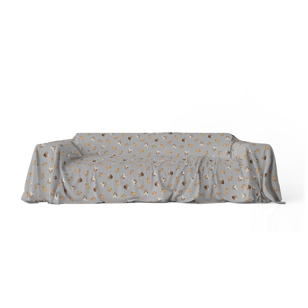 FUNDA DE TOALLA PARA MUEBLE GRAN SCARF COLCHA funda de sofá tela DIGITY CANI gris oscuro en puro algodón