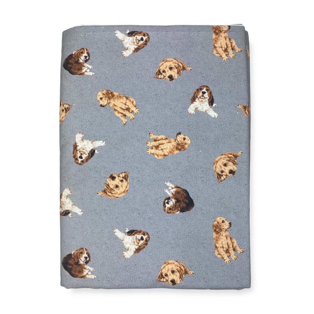 TELO ARREDO copritutto GRAN FOULARD COPRILETTO copridivano tessuto DIGITY CANI grigio scuro in puro cotone