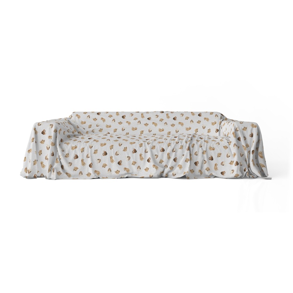 COUVERTURE DE SERVIETTE DE MEUBLES tous LES BEDSPREAD GRAND FOULARD coverdivano tissu DIGITY DOGS gris clair en coton pur
