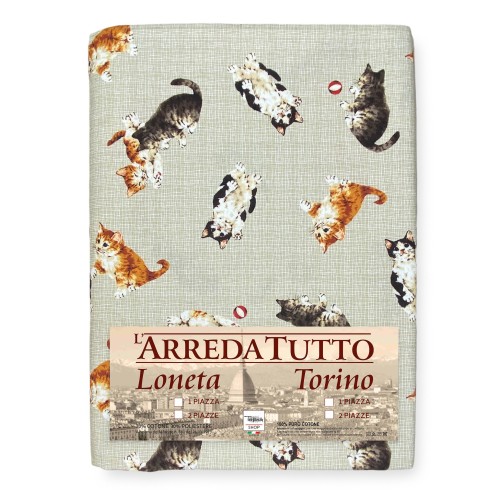 COUVERTURE DE SERVIETTE DE MEUBLES tous LES BEDSPREAD GRAND FOULARD coverdivano tissu DIGITY KITTENS beige en coton pur