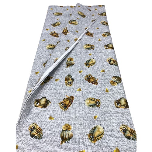 TELO ARREDO copritutto GRAN FOULARD COPRILETTO copridivano tessuto DIGITY GUFI gufetti grigio in puro cotone