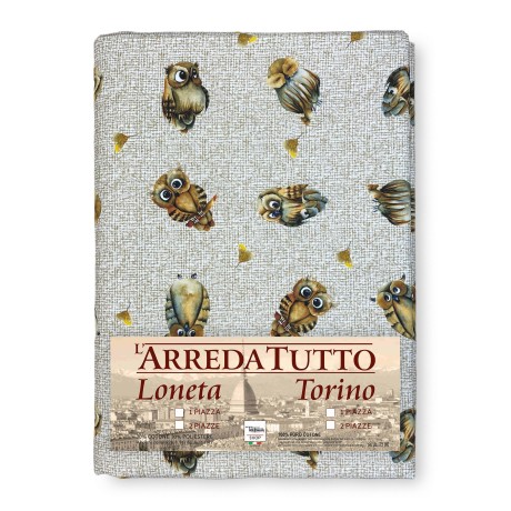 Printed fabric with owls