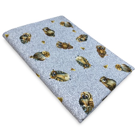 Grey owls cotton tablecloth