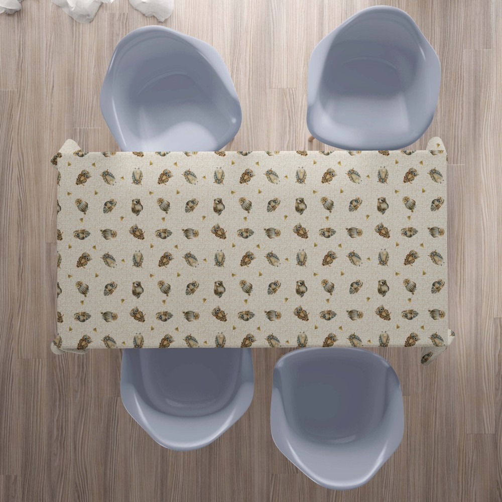 Cotton TABLECLOTH GUFI owls beige