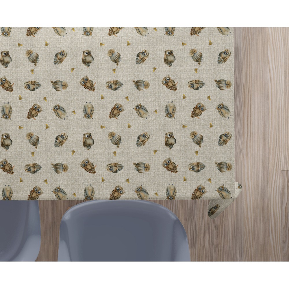 Mantel de algodón GUFI búhos beige