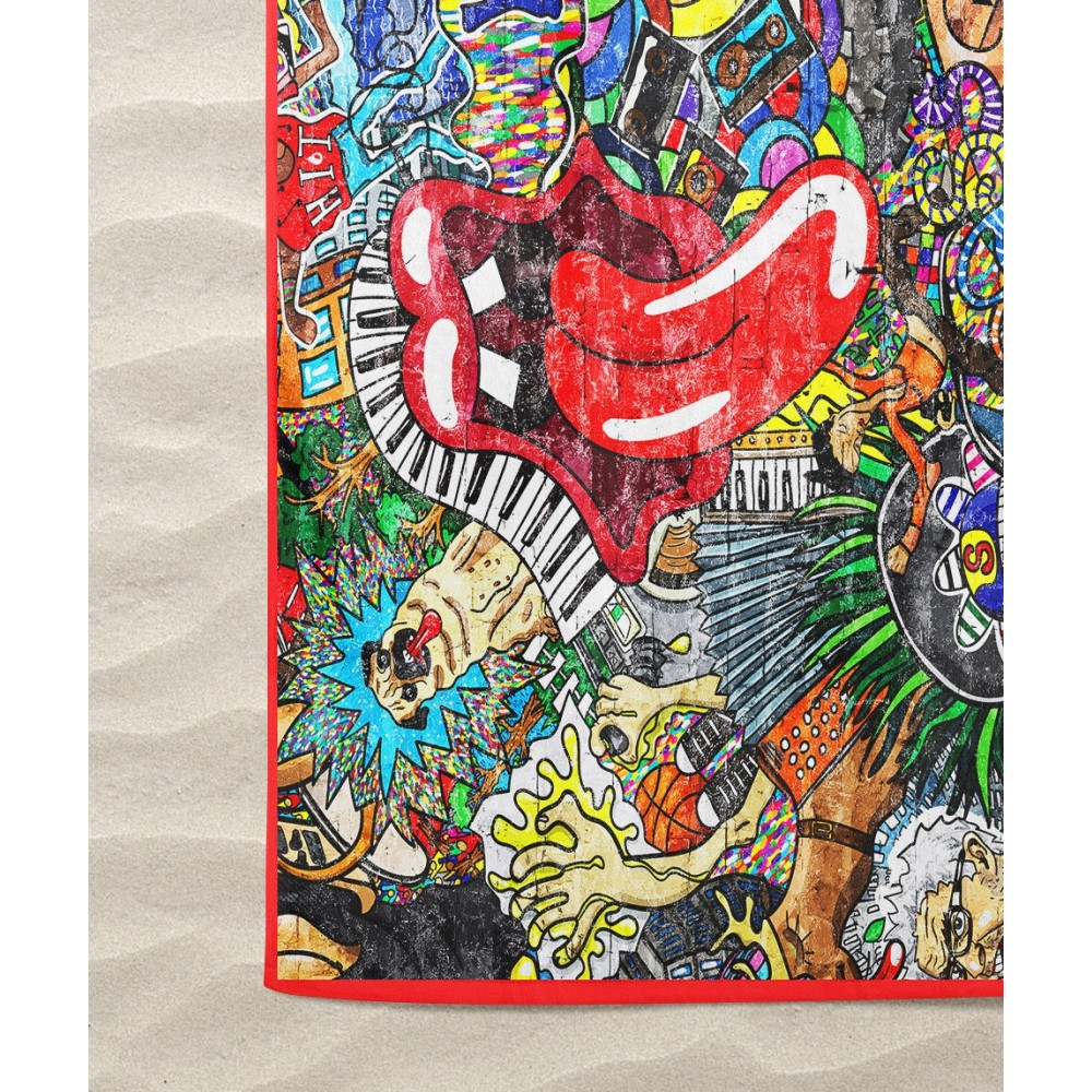 BEACH TOWEL in terry MURALES size large cm. 90 X 170