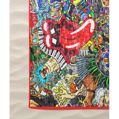 TOALLA DE PLAYA en rizo MURALES talla grande cm. 90 x 170