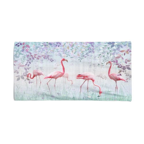 BEACH TOWEL in PAINTED SPONGE FENICOPTERA size large cm. 90 X 170