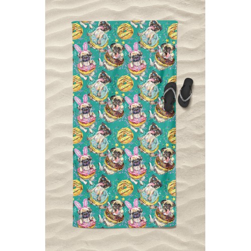 SERVIETTE DE PLAGE dans l’éponge DE CHIEN DE DONUTS mesure grand cm. 90 X 170