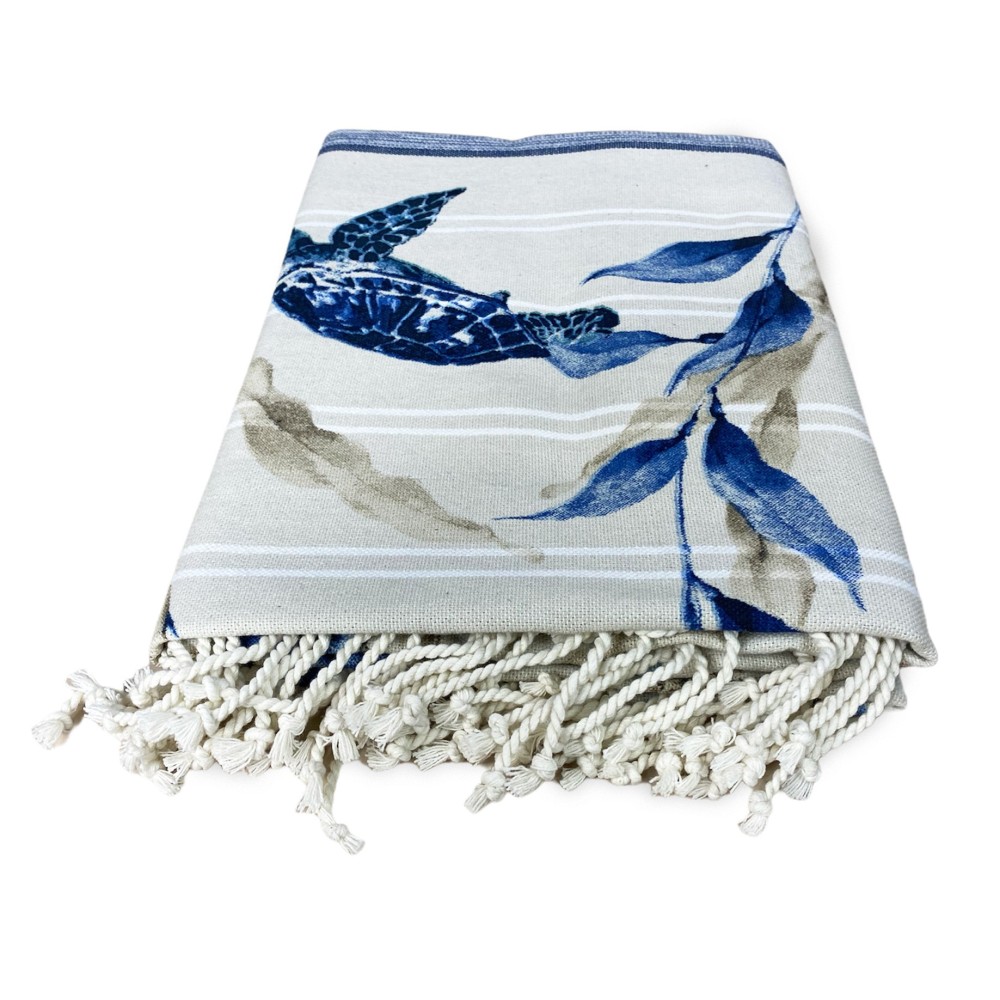TURTLE FOUTA STRANDTUCH Größe LARGE mit Strandrucksack KEEP CALM CM.100X200