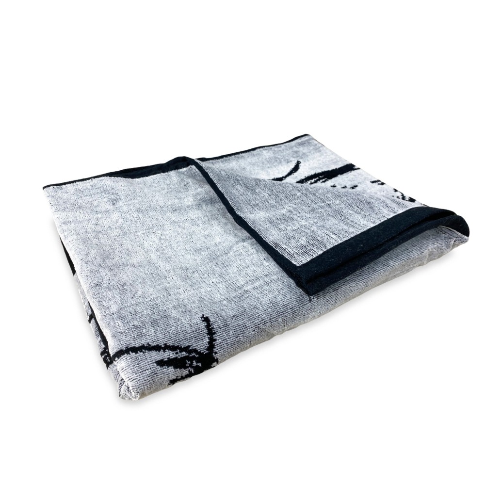 TELO MARE en éponge pure coton LION mesure grand cm. 90 X 170 et sac à dos plage