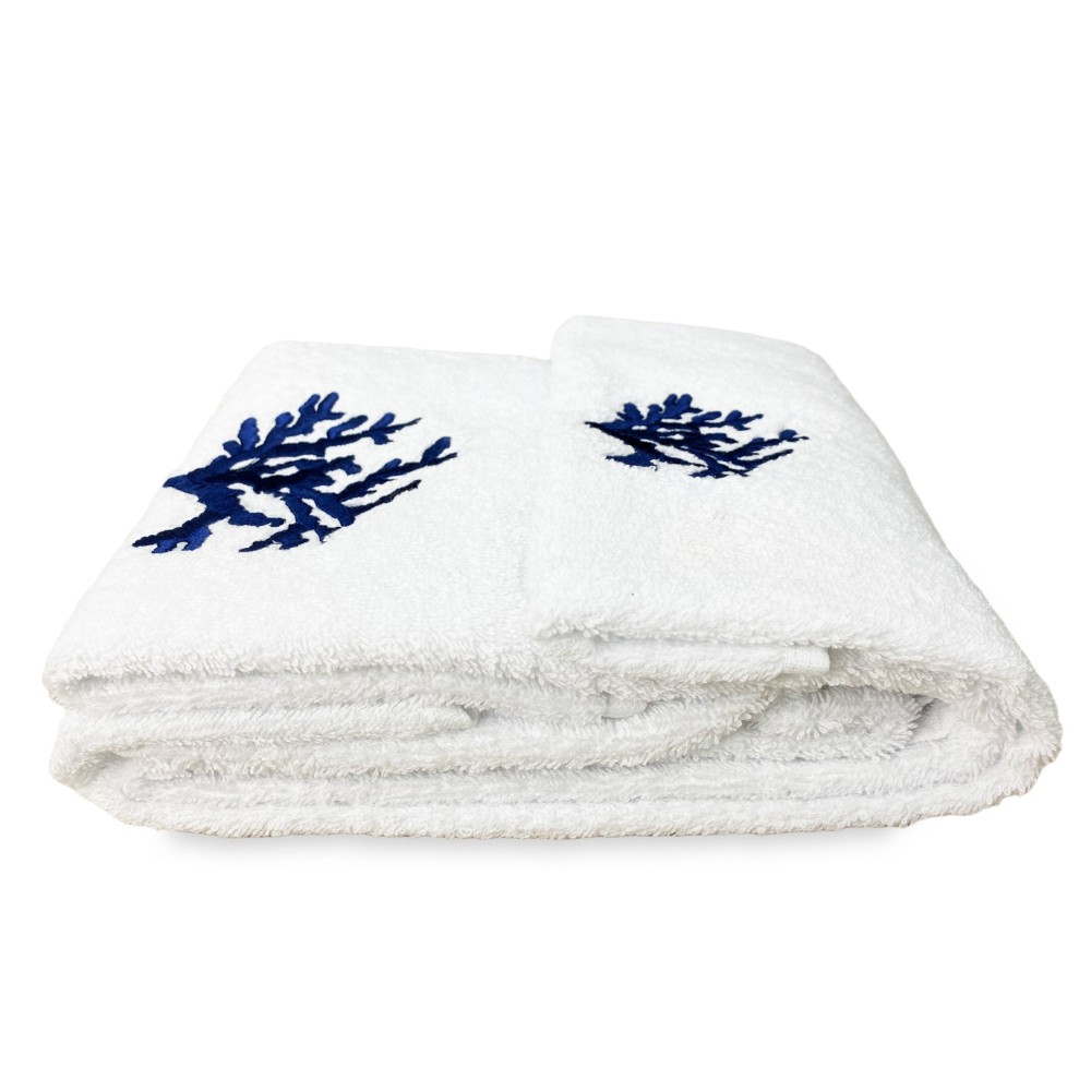 CORAL BLUE pure cotton towel set Made in Italy