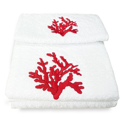 SET de serviettes CORAL ROUGE coton pur Made in Italy