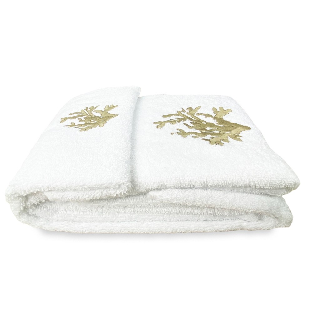 SET serviettes CORALLO BEIGE coton pur Made in Italy