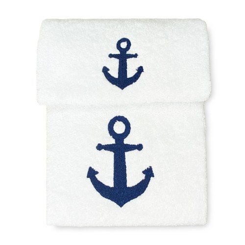 SET serviettes ANCORA BLU coton pur Made in Italy