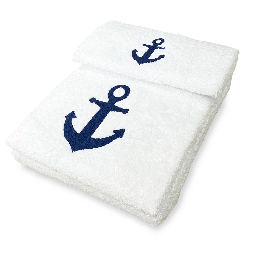 SET asciugamani ANCORA BLU puro cotone Made in Italy