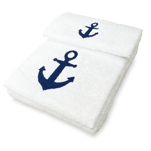 ANCHOR BLUE Handtuchset aus reiner Baumwolle Made in Italy